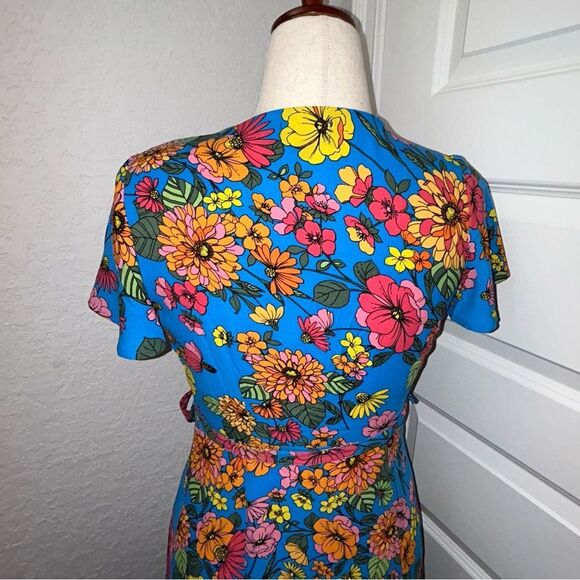 New, Sugarlips Twiggy Floral Lunar Print Full Wrap Short Sleeve Maxi Dress - Picture 4 of 13